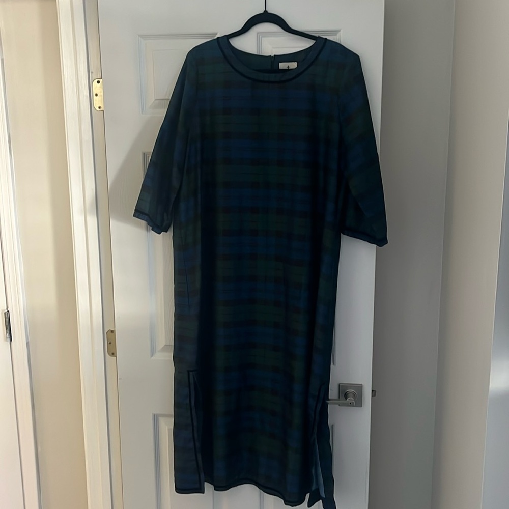 Tuckernuck | Jamie Velvet Trimmed Plaid Blackwatch Midi Dress Size XXL